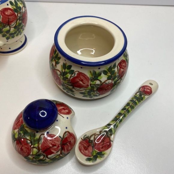 Polish Pottery Sugar bowl and creamer From Zaklady Ceramiczne Boleslawiec Unikat - Picture 8 of 14